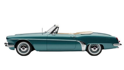 Isolated Teal Convertible Classic Car, Auto, Retro Vehicle, Teal Paint, Car, Automobile, Style