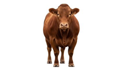 Isolated full view of a young muscular Limousin bull, animal farm livestock agriculture