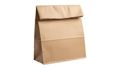 Isolated brown paper bag for food or shopping, packaging material, sustainable and recyclable