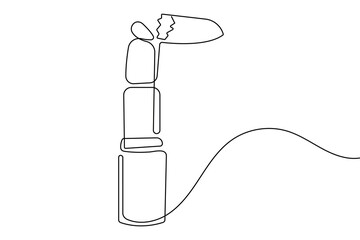 Obraz premium Lipstick icon continuous one line drawing and minimalist style isolated outline vector illustration