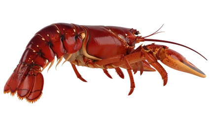 Isolated Red Lobster in Studio, Side View&mdash;Crustacean with Antennae, Claws, and Legs, Seafood