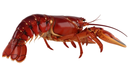 Isolated Red Lobster in Studio, Side View—Crustacean with Antennae, Claws, and Legs, Seafood
