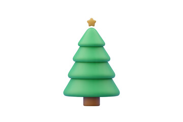 Fototapeta premium 3D Christmas tree with gold star on Transparent background for holiday decor