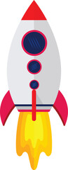 Flat Startup Rocket Launch Icon Showing Business Growth And Success Concept