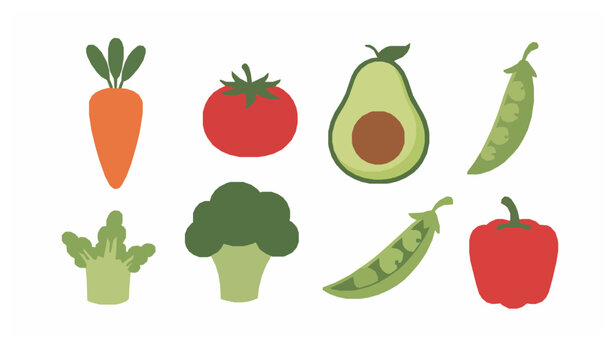 Kawaii cute vegetable characters vector set for kids illustration