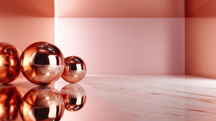 A serene composition featuring glossy, reflective orbs against a soft pastel backdrop, creating an ambiance of calm and modern aesthetic appeal in interior design.