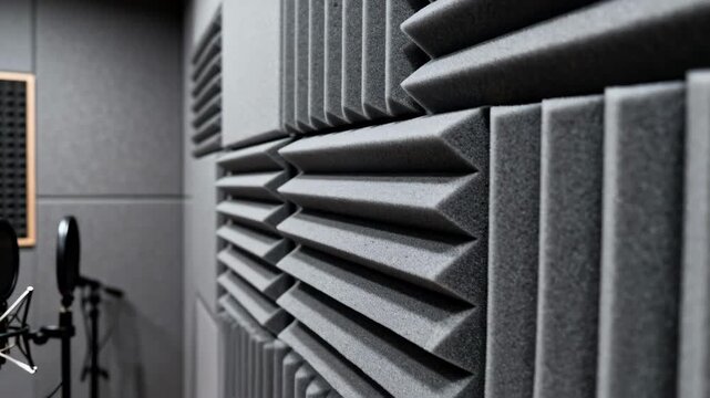 Medium shot capturing dense foam absorbers mounted on studio walls highlighting their capacity to absorb sound waves and minimize reverberation in recording spaces
