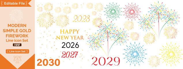 Firework vector set, 36 fireworks designs, starbursts digital clipart for celebration graphics, party icons, festive illustrations, burst patterns, sparkling effects and holiday decoration