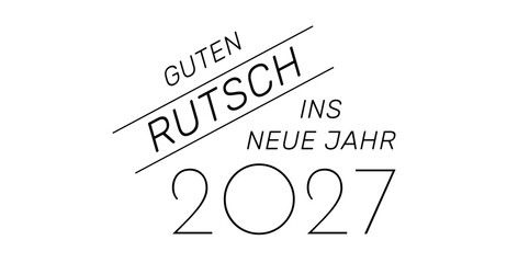 Guten Rutsch ins neue Jahr 2027 - deutscher Kartentext f&uuml;r Neujahrskarte, schwarz, Text Wolke Vektor Illustration