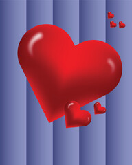 The image features a large, prominent red heart in the center, surrounded by three smaller red hearts.