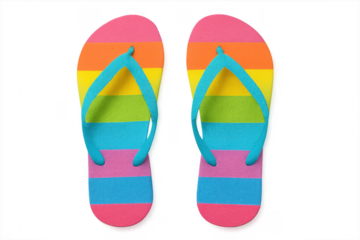 Rainbow striped flip flops for summer and pride