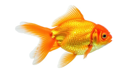 Isolated Goldfish Floating in Water, Freshwater Pet, Animal, Gold, Orange, Yellow, Scale Pattern