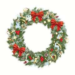 christmas wreath isolated on white