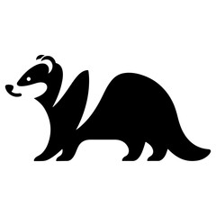 Asian Palm Civet Silhouette Black and White Vector