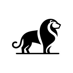 Lion Silhouette Logo Style Black and White Vector