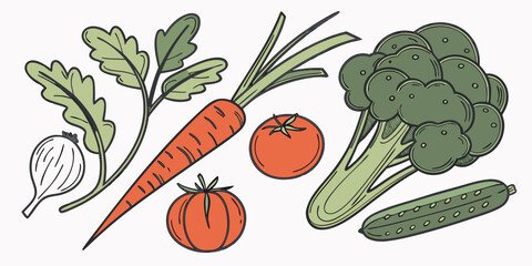 Organic Kitchen Vegetables Set  Vector Illustratio (4) Vector Illustration