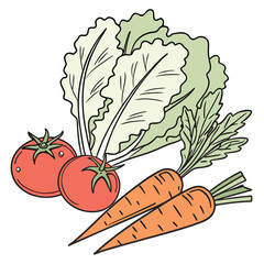 Fresh Farm Produce Still Life  Minimal Vector  Whi (9) Vector Illustration