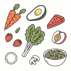 Healthy Meal Preparation Ingredients With Clean Sp (7) Vector Illustration