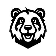 Smiling Bear Head Icon Black and White Vector