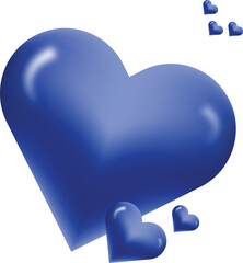 Blue heart symbol with smaller hearts