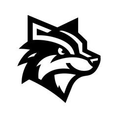 Cute Wolf Face Icon Black and White Vector