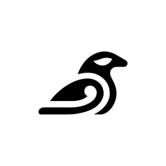 Minimal Bird Icon Black and White Vector