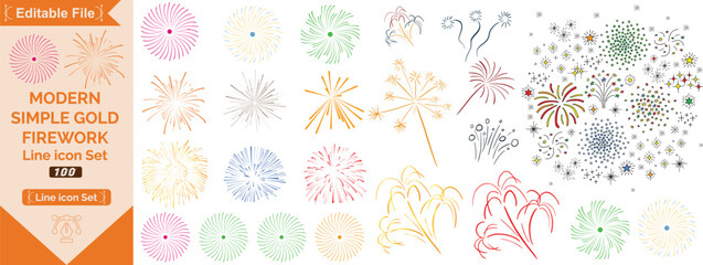 Firework vector set, 36 fireworks designs, starbursts digital clipart for celebration graphics, party icons, festive illustrations, burst patterns, sparkling effects and holiday decoration
