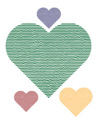 Abstract hearts in vibrant patterns