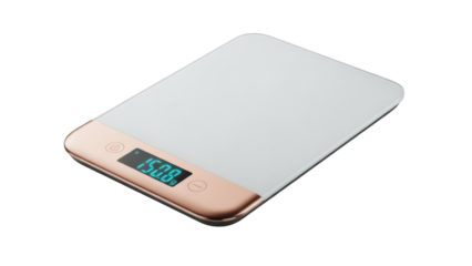 Isolated electronic digital kitchen scale with digital display indicating weight measurement