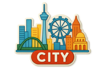 Fototapeta premium City skyline icon celebrating global travel and architecture