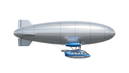 Isolated airship with passenger cabin, propeller engine, horizontal stabilizer and vertical fins © Aoife
