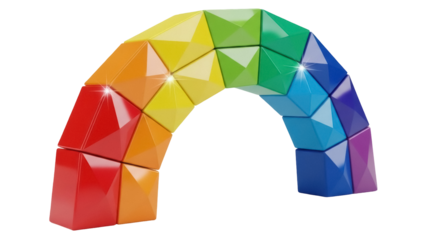 Isolated Arch of Interlocking Rainbow Blocks for Kids in Vivid Colors, Bright and Playful