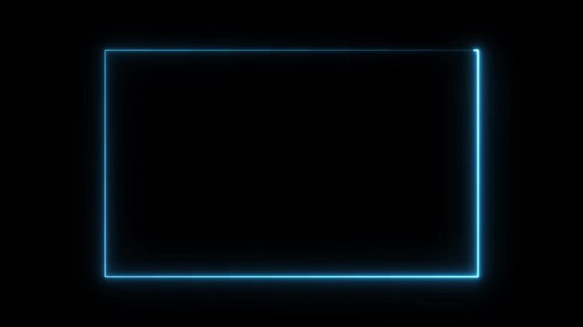 Neon light colorful rectangle frame. LED screens projection technology. Glowing line frame web neon box pattern loading icon background in retro style, 4k animation video. 4K stock video
