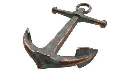 Isolated nautical anchor, weathered finish adds unique charm and rustic appeal to decor © Aoife
