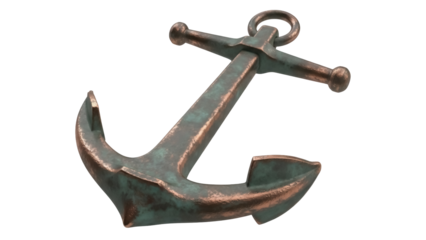 Isolated nautical anchor, weathered finish adds unique charm and rustic appeal to decor