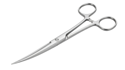 Isolated silver surgical scissors with finger loops, precise instrument for sterile procedure