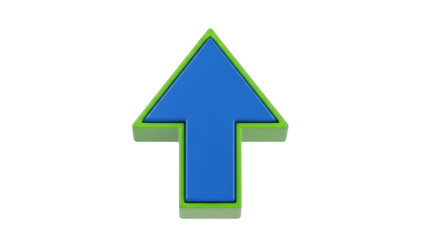Fototapeta premium Isolated upward-pointing arrow with bright green frame, for navigation or progress illustration