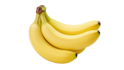 Isolated bunch of fresh ripe yellow bananas ready to eat as healthy snack, natural ingredient