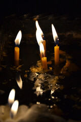 Burning Wax Candles in Armenian Church 