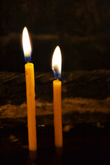 Burning Wax Candles in Armenian Church 