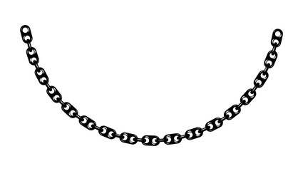 Anchor Chain symbol, black isolated silhouette