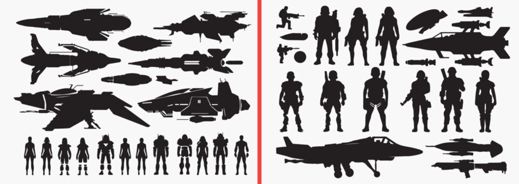 military vehicle silhouettes vector, army soldier clipart, war equipment svg, combat transport illustration, defense force graphics, black military silhouettes, armed forces vector art, tactical vehic