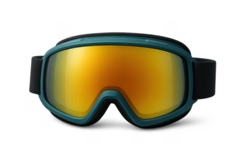 Ski snowboard goggles with orange lens transparent background