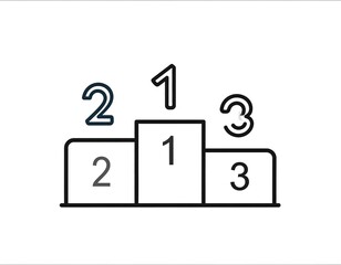 Line-drawn podium with ranking numbers one, two, and three