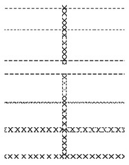 Obraz premium Lines of varying types with vertical 'x' pattern in center