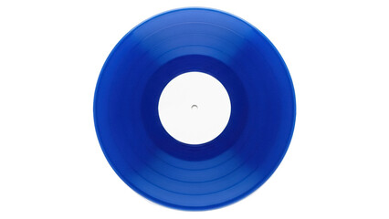 Isolated vivid blue vinyl record album for music media audiophile enthusiasts or DJs