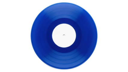 Isolated vivid blue vinyl record album for music media audiophile enthusiasts or DJs