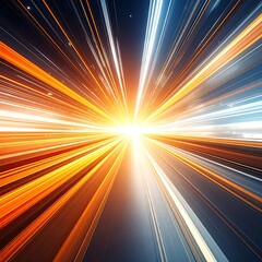 Radiant, streaked light bursts outward from a central point, radiating energy and speed