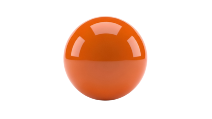 Isolated bright orange sphere with reflective surface, smooth finish and simple color form