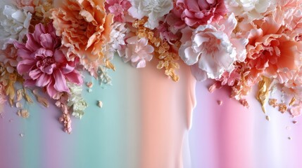 A stunning floral arrangement featuring rich pastel hues, showcasing detailed petals and textures that bring a lively, artistic flair to any space or setting.